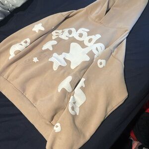 Beige beluga Sp5der hoodie